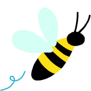 black and yellow bee with light blue wings flying